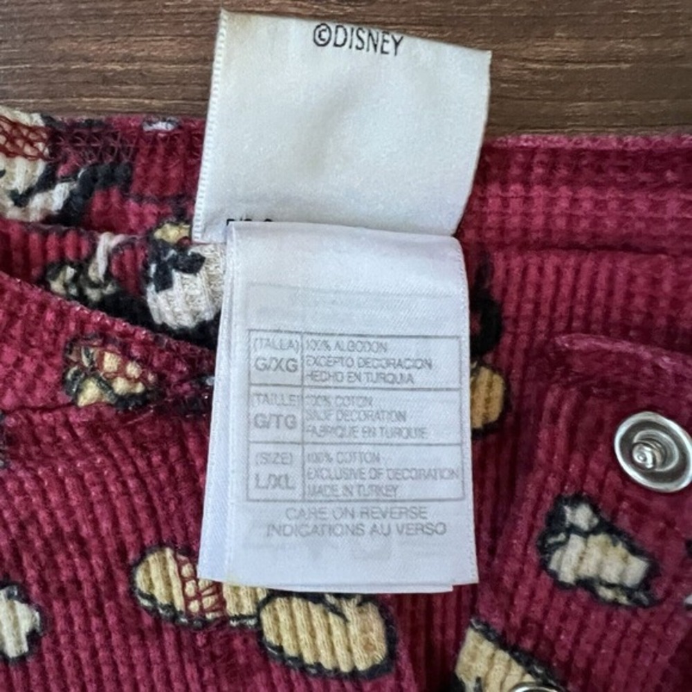 DISNEY Mickey Mouse Top Pajama Size XL Waffle Thermal Black Red Popcorn Top Only - Picture 4 of 6